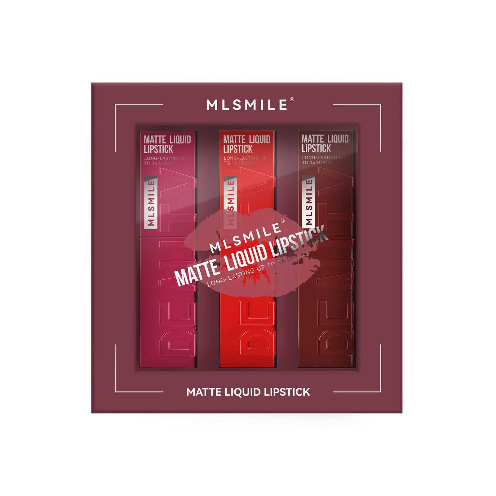 MLSMILE 3PCS/SET long-lasting Non-stick cup Velvet Mist Liquid matte Lip Gloss lipstick Waterproof easy color improve complexionW250219