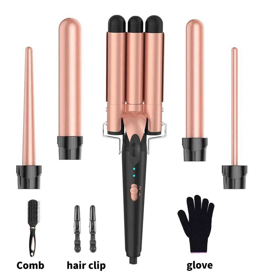 New Arrival 5-in-1 Curling Iron 3-Barrel Curler Curler with Quick Heating Suitable for All Hair Types Z250219