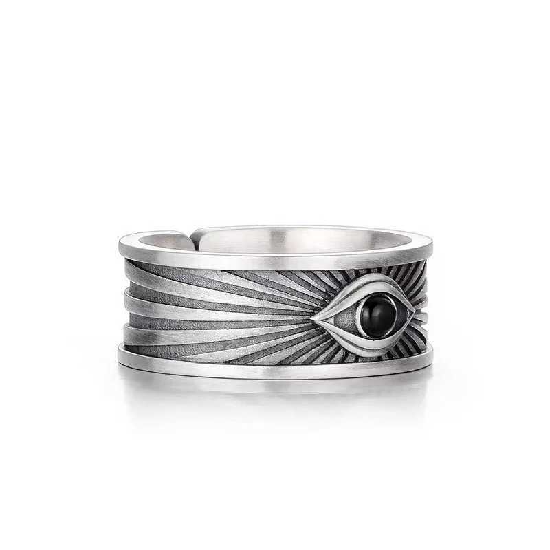Retro Antique Eye of Providence Ring For Men Silver Color Punk Gothic Adjustable Open Ring Alloy Unisex Jewelry Accessories GiftXJ250219