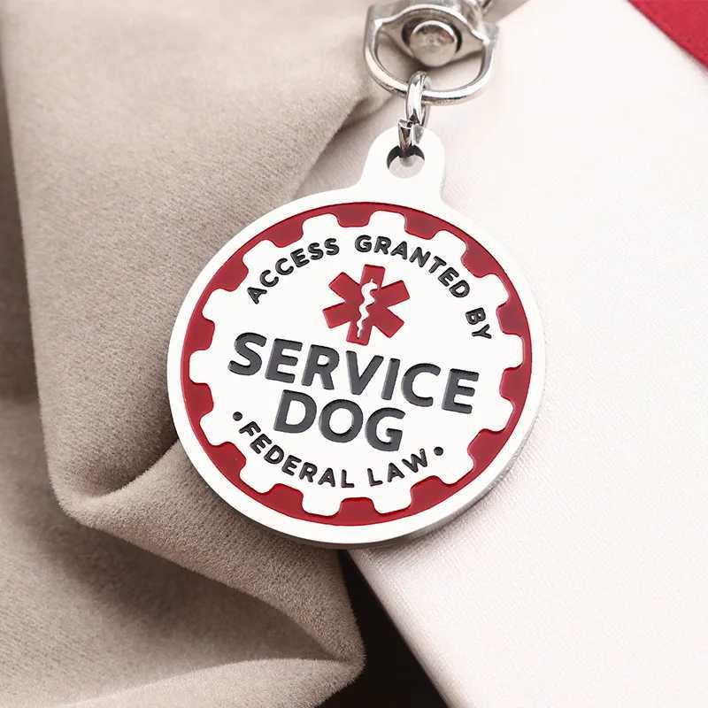 2Pcs Service Dog Tags Stainless Steel Engraved Nameplate Emotional Support Animal ESA Service Dog ID Tags Dog Collar AccessoriesXJ250218
