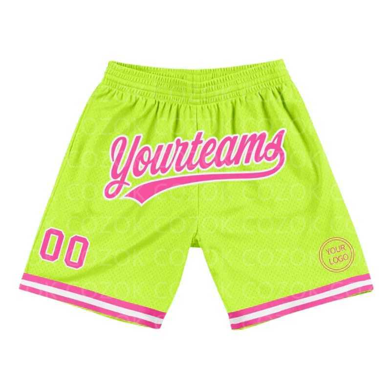 Men's Shorts Custom Fluorescent green black Authentic Basketball Shorts 3D Printed Men Shorts Your Name Mumber Quick Drying Beach Shorts z250219