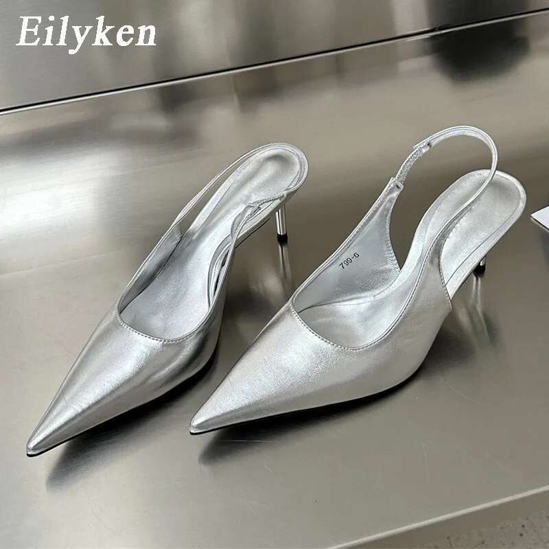 Spring Soft Leather Women Pointed Toe Pumps Fashion Sexy Ladies Sgback Thin High Heel Sandal Party Shoes
