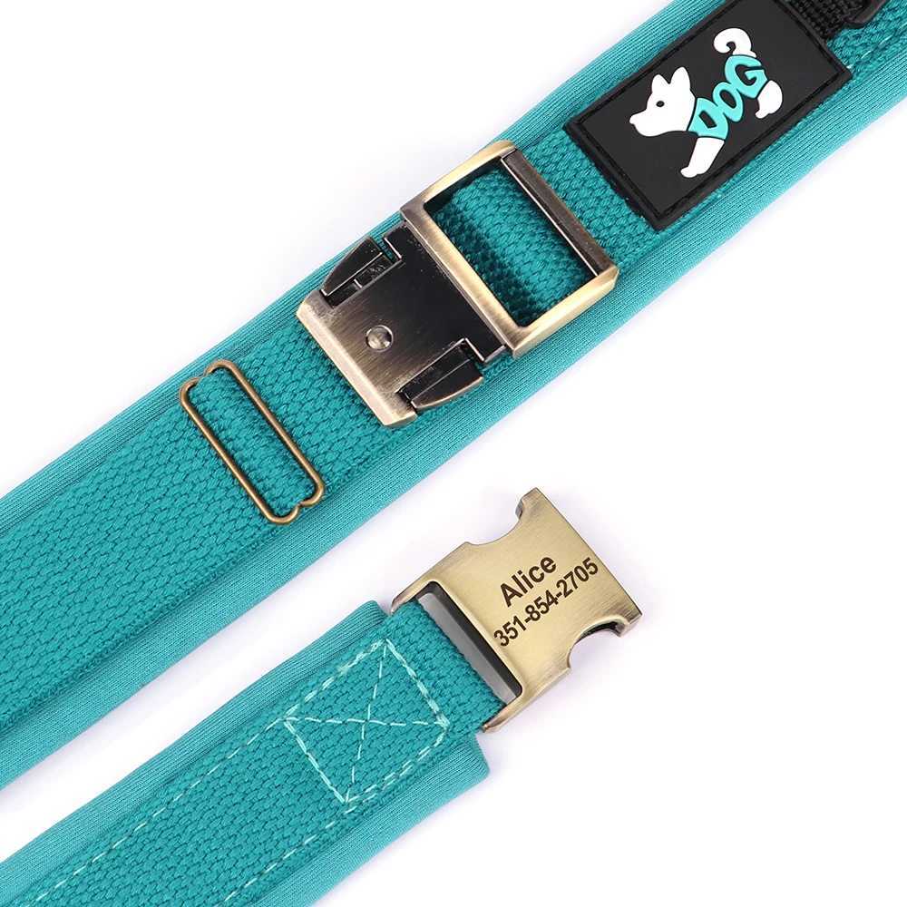 Personalized Nylon Dog Collar Soft Padded Dog Collars Durable Pet ID Collar Adjustable for Small Medium Large Dogs Free Custom W250219