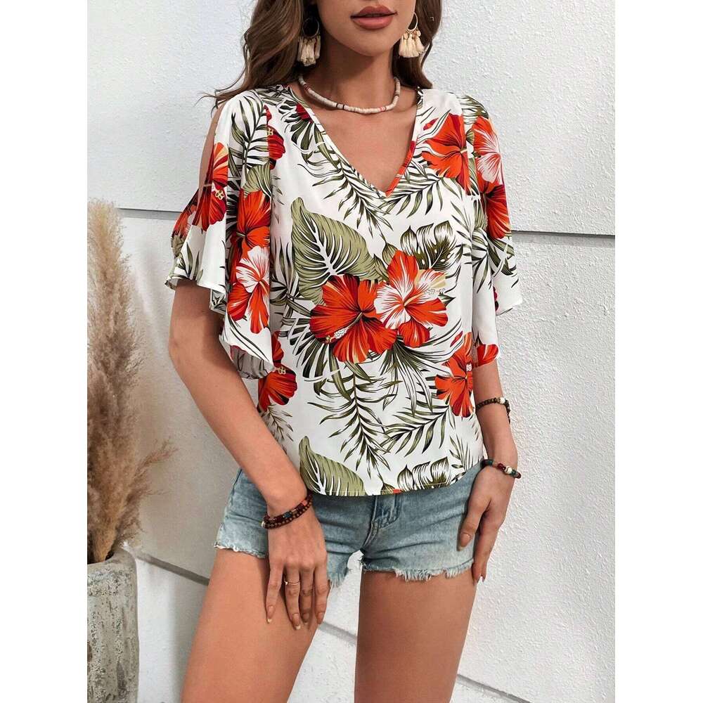 European American Cross-Border Women's Fashionable And Elegant Ral Printed Shirts