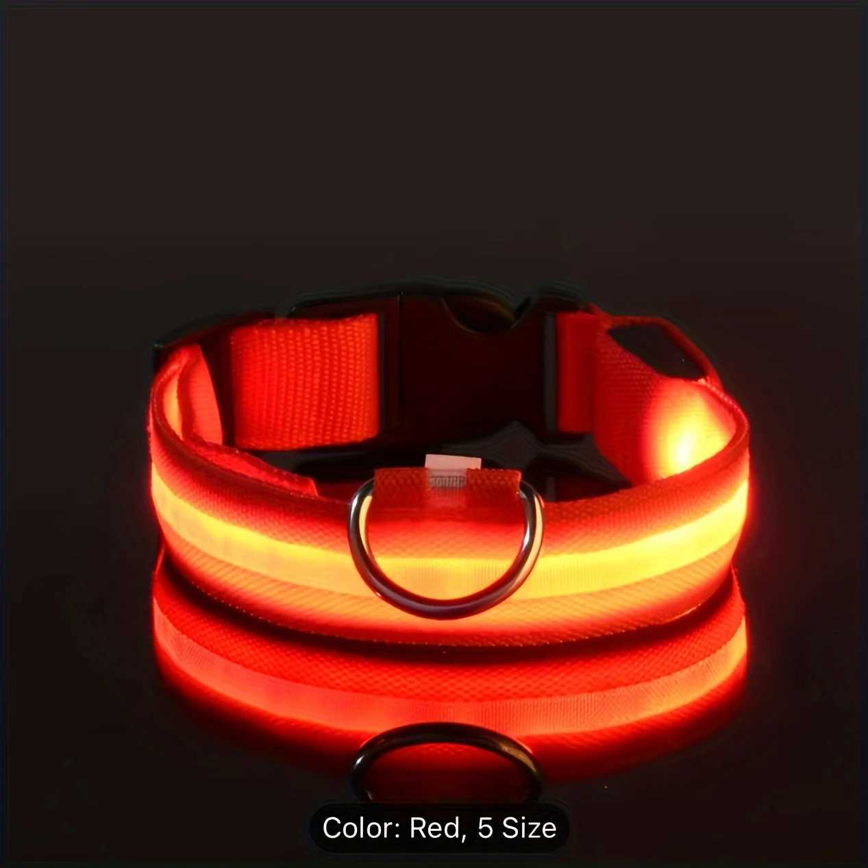 Reflective LED Dog Collar for Night Safety - Durable Geometric Patterned Battery-Powered Ideal for Small/Medium Breeds W250219