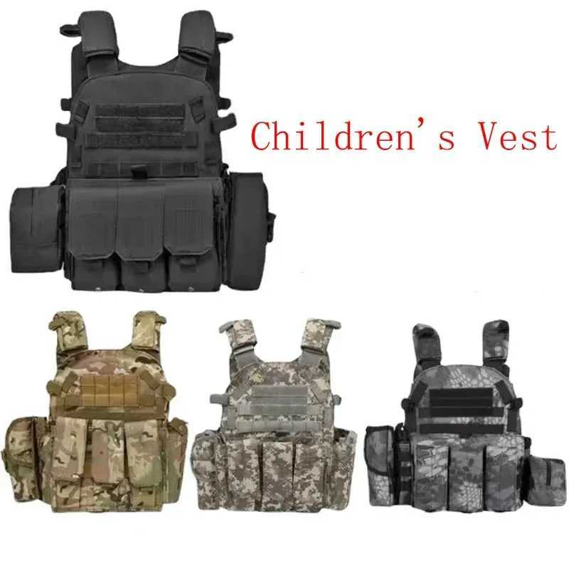 Nylon Gear Tactical Vest Body Protection Hunting Carrier Children Accessories 6094 Pouch Training Camping Kid Camo VestXJ250219