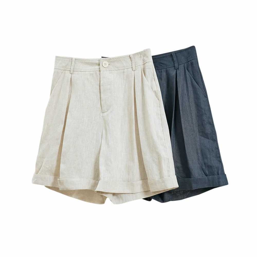 Men's Shorts Summer Korea Style Lazy Linen Curled Shorts Wide Leg Loose Slim Casual Hot Pants For Women z250219