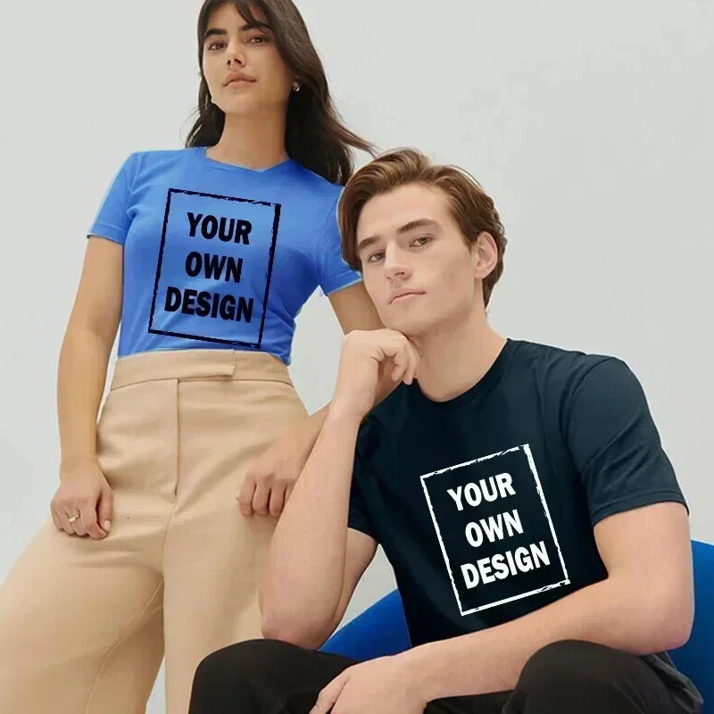 DIY Custom T Shirt Cotton Printed Tees Short Sleeve Men Women Loose Harajuku Streetwear n Text Casual Tops Couple Gift 250217