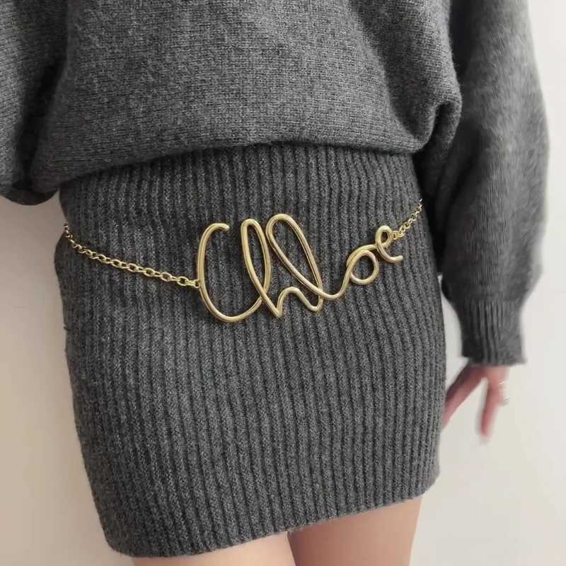 Minimum Charm Retro Elegant Gold Plated Letter Waist Chain For Women Girls Metal Daily Autumn And Winter Jewelry Accories W250218