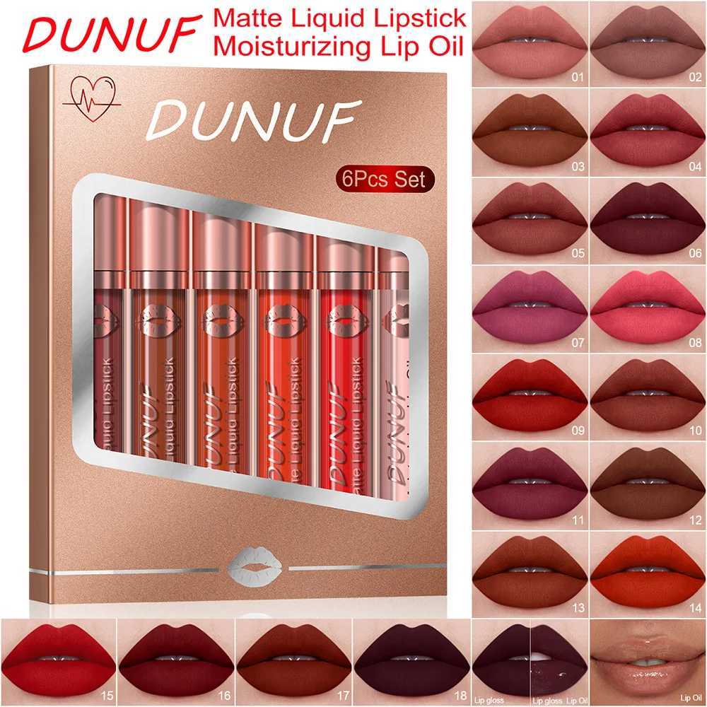 DUNUF 6-piece matte waterproof long gloss lipstick liquid long gloss non stick matte lipstickW250219