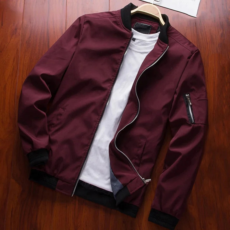 Men Bomber Jacket Thin Slim Long Sleeve baseball Jackets Mens Windbreaker Zipper Male Outwear Clothing 250218