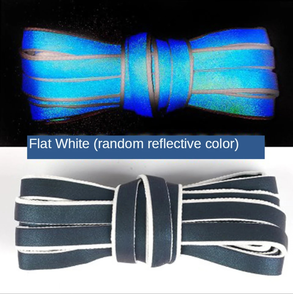 1 Pair 120cm 140cm 160cm Flat Laces Reflective Shoelaces Running Shoes Lace Safety Luminous Glowing for Women Men 250219
