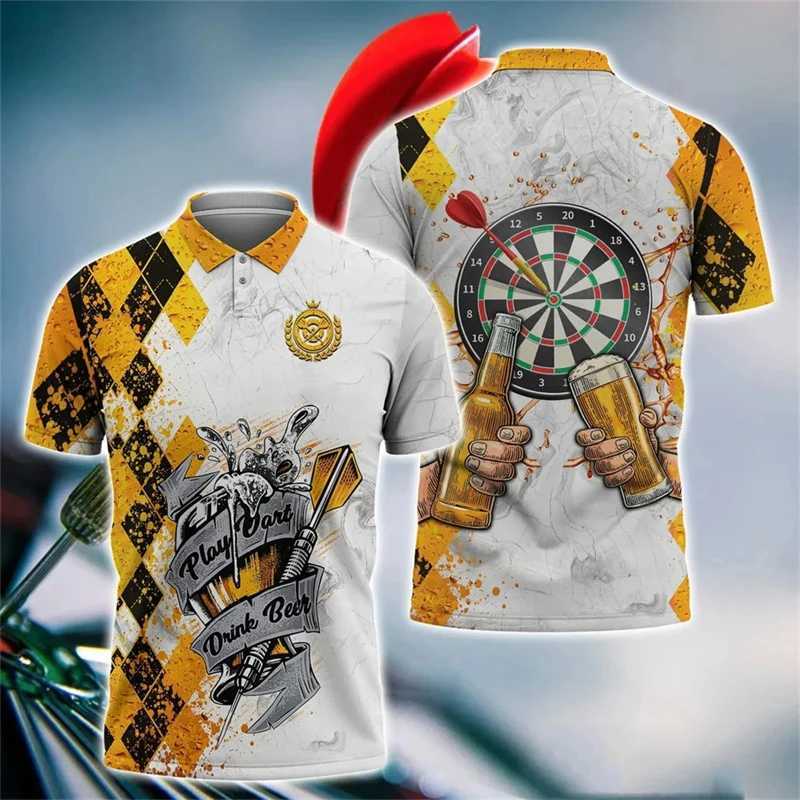Darts Turntable Graphic Short Sleeve Polo Shirts For Men Clothes Casual Party Lapel POLO Shirt Fan Of Knives Club Team Male TopsXJ250219