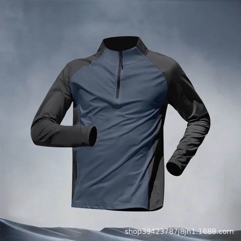 Mens Quick-Dry Sports Set Autumn Track and Field Zipper Training Running Fitness Long-Sleeve Shirts for Cycling Gym Wear Men 250218