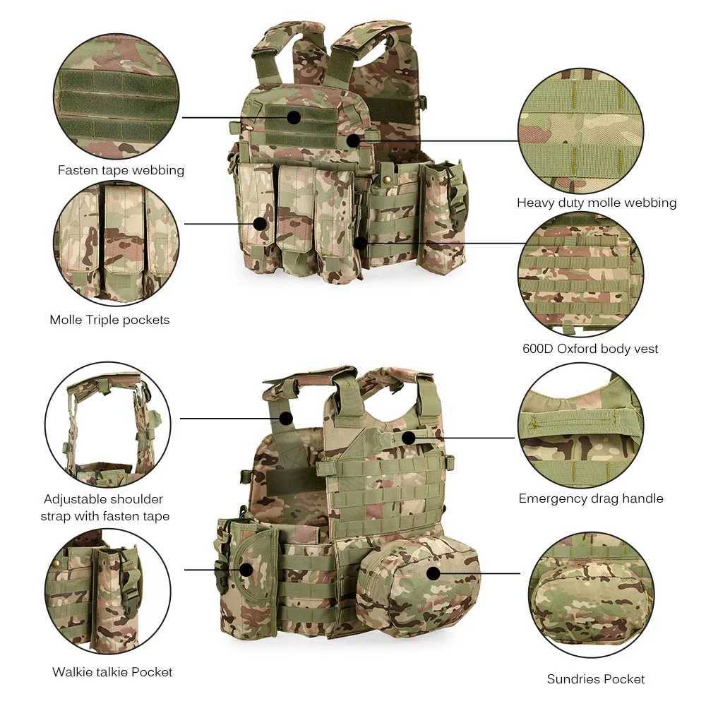 Tactical Vest Mens Tactical Hunting Vests Military Outdoor Mens Modular Vest Hunting Carrier CS Vest Molle Combat AssaultXJ250219