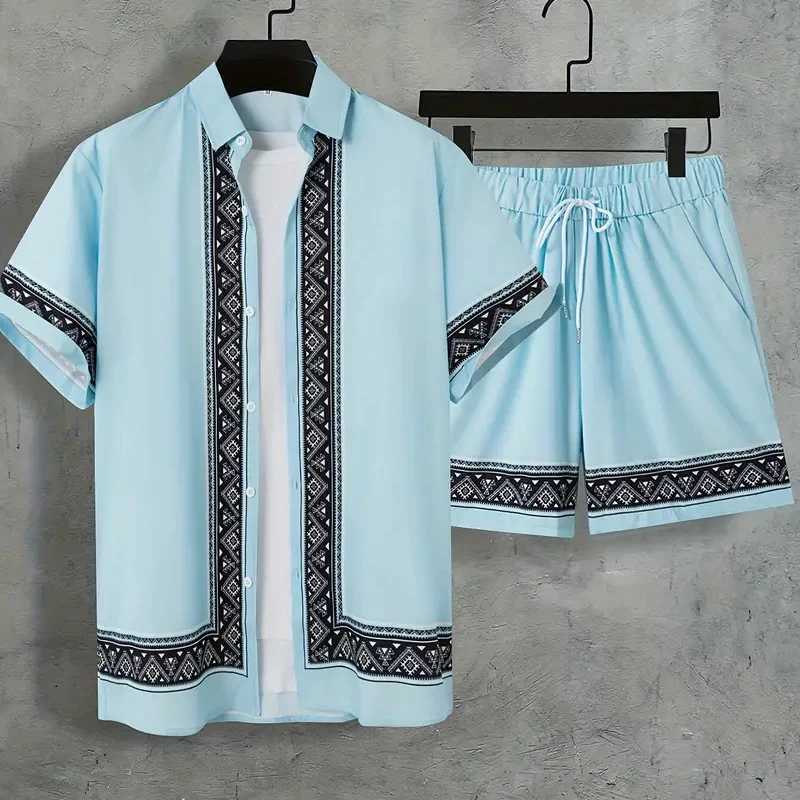 Hawaii Beach Holiday Mens Short sleeved Short sleeved Two piece Paisley Printed Pattern Breathable Set Fashion Mens Party SetXJ250326
