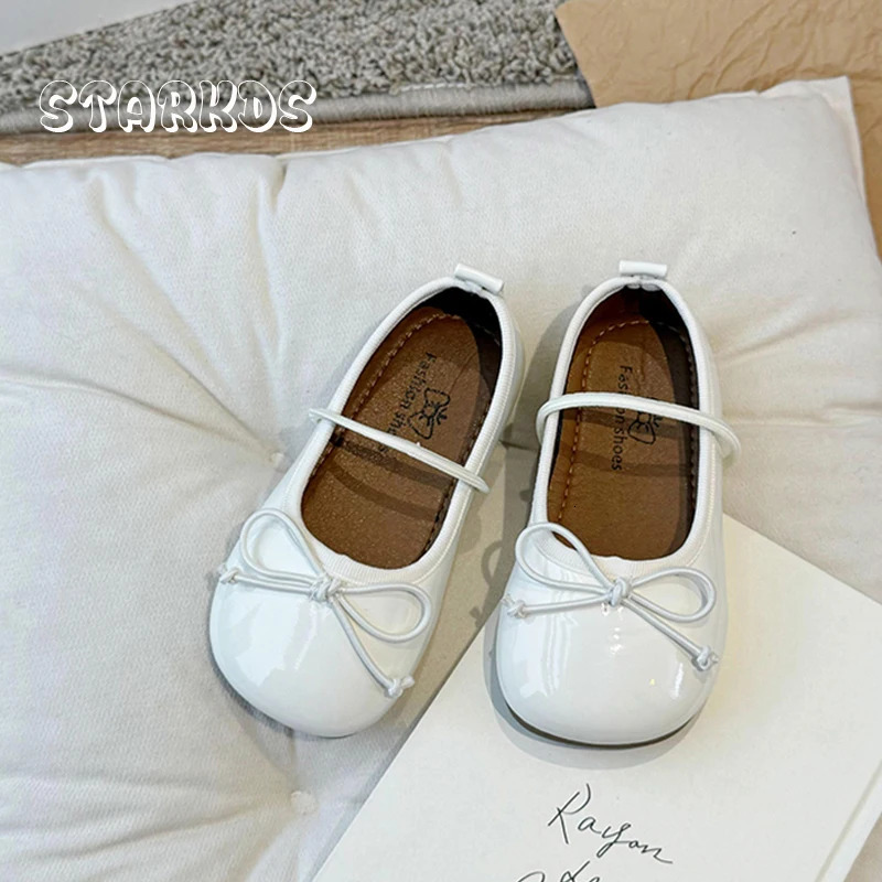 Round Toe Patent Leather Ballet Flats For Baby Girl Classic Bowknot Elastic Band Ballerina Shoes Toddler Kid Soft Dress Zapatos 250219
