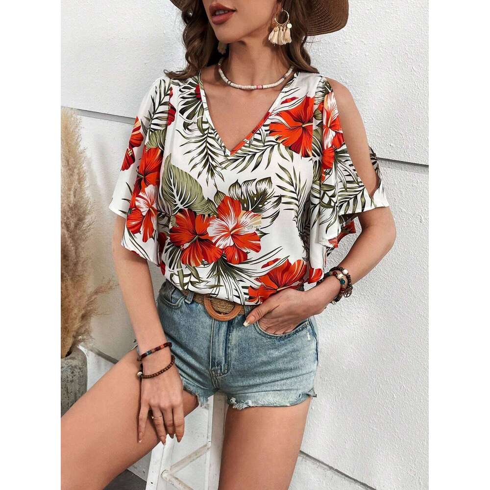 European American Cross-Border Women's Fashionable And Elegant Ral Printed Shirts
