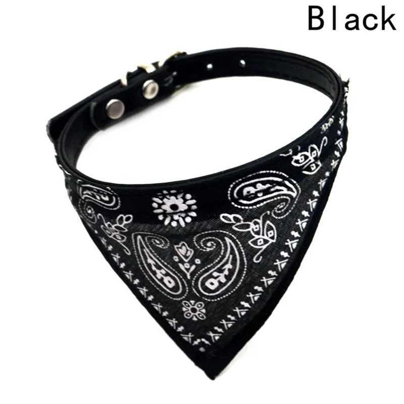 Adjustable cat and dog bandana collar PU pet neck scarf with printed triangle scarfXJ250218