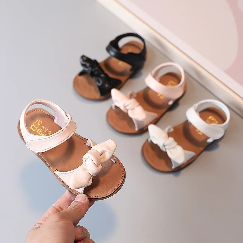 Baby Girls Sandals Kids Beach Shoes Summer Children Sandals Soft Fashion Bow-knot Simple Classic Comfortable Cute 250219