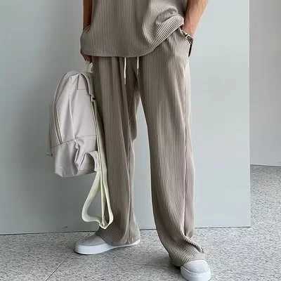 Ice Silk Mens Summer Ruffian Tracksuits Handsome Fashion Vest Sleeveless T-shirt And Pants Two Piece Set Men Elegant SuitXJ250218