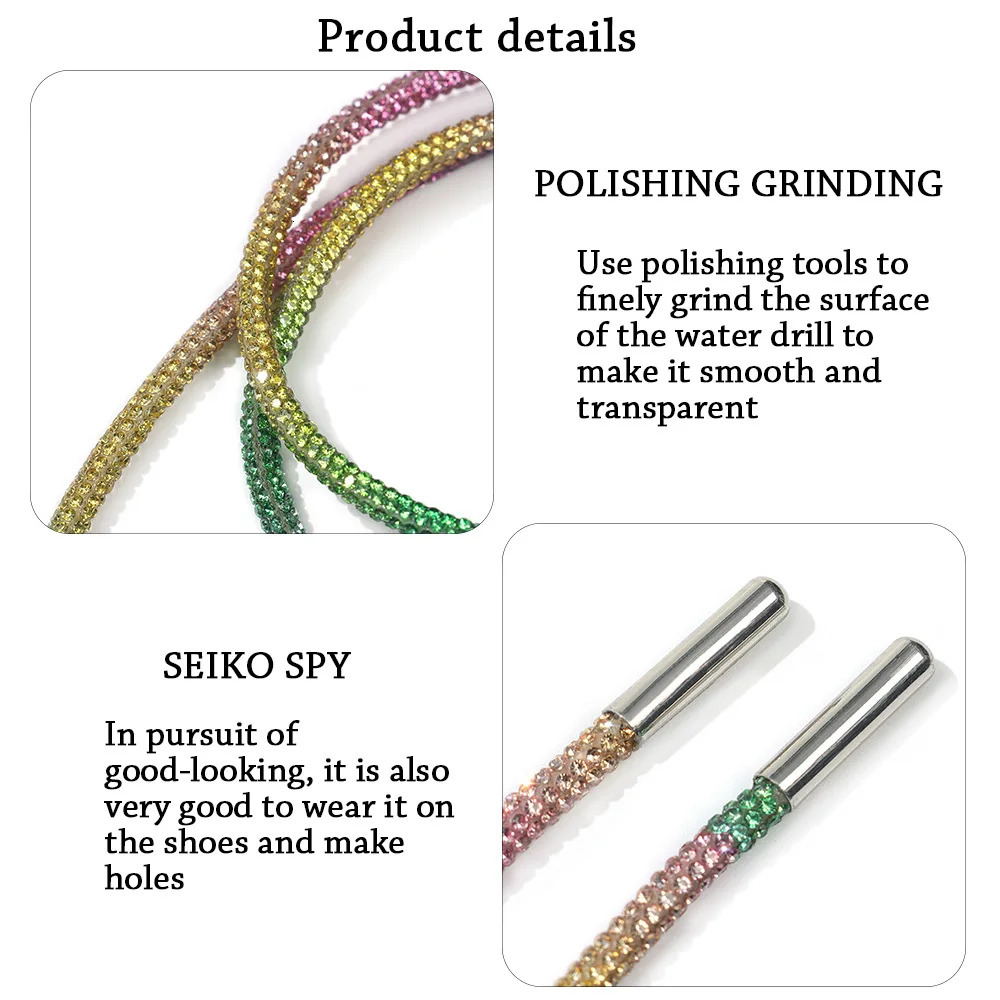 1Pc 100120140160cm Fashion y Rhinestone Shoelaces Rainbow Diamond ShoeLaces Casual Braiding Sneaker Laces Round Shoelace 250219