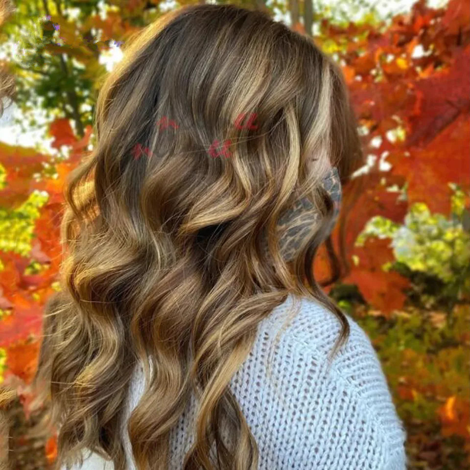 Balayaged ombre Highlight full lace Wig Human Hair, Honey Blonde natural Wave Lace Front Wig Brazilian burnette Full Hd Lace Frontal Bleached Wigs For