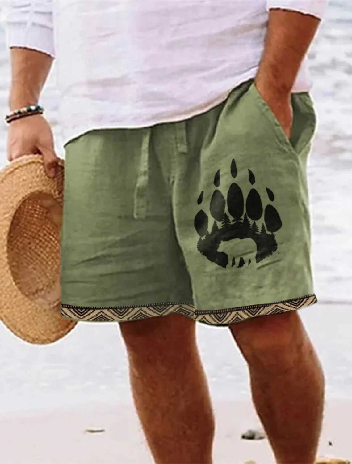 2024 New Mens Retro Bear Paw 3D Printed Shorts Mens Summer Breathable Retro Shorts Fitness Street Shorts Mens Clothing Mens W250219