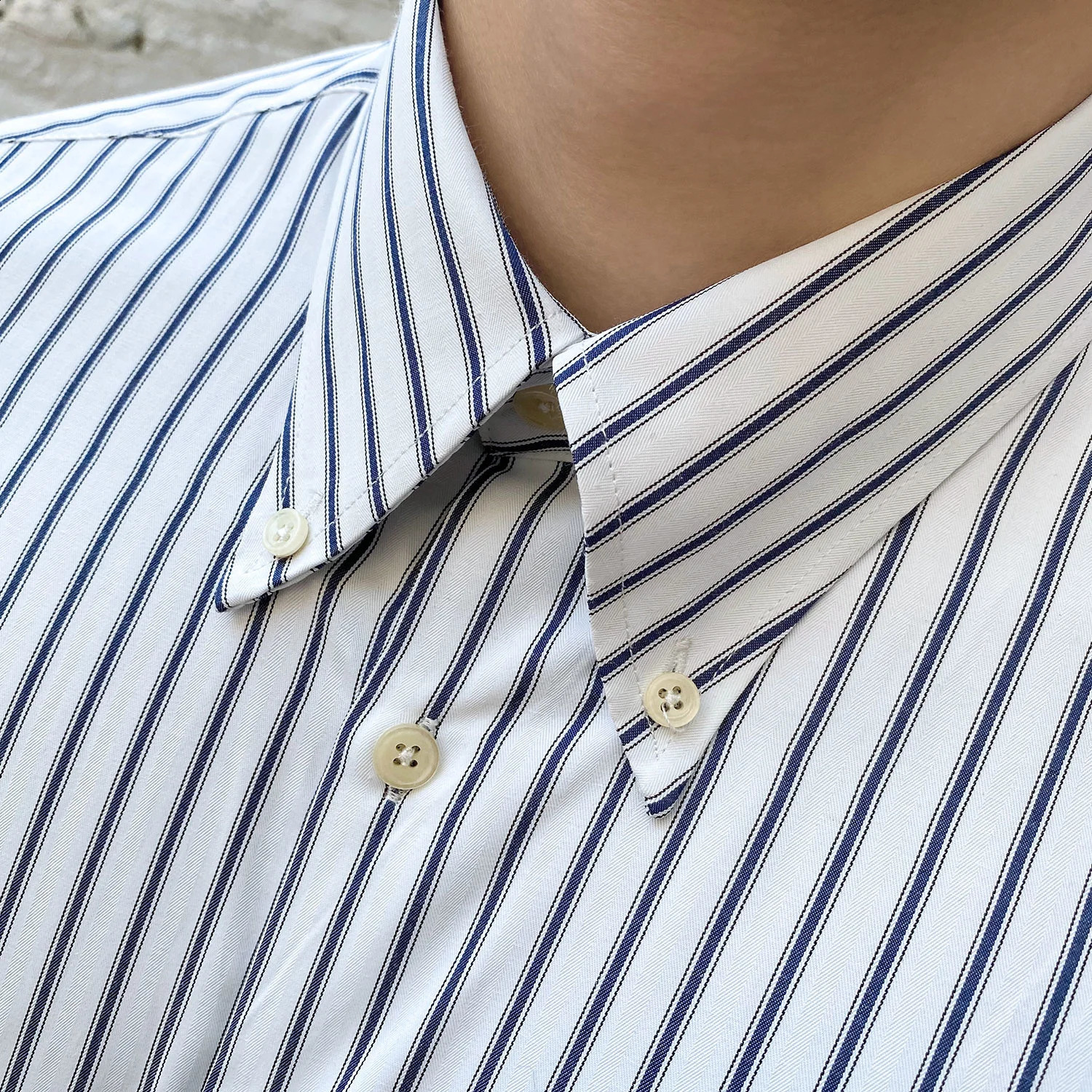 Casual Stripe Shirt Retro Shirt Dress Camisa Masculina Social Italian Spring British Style Men Long Sleeve Striped Shirt 250214CJ