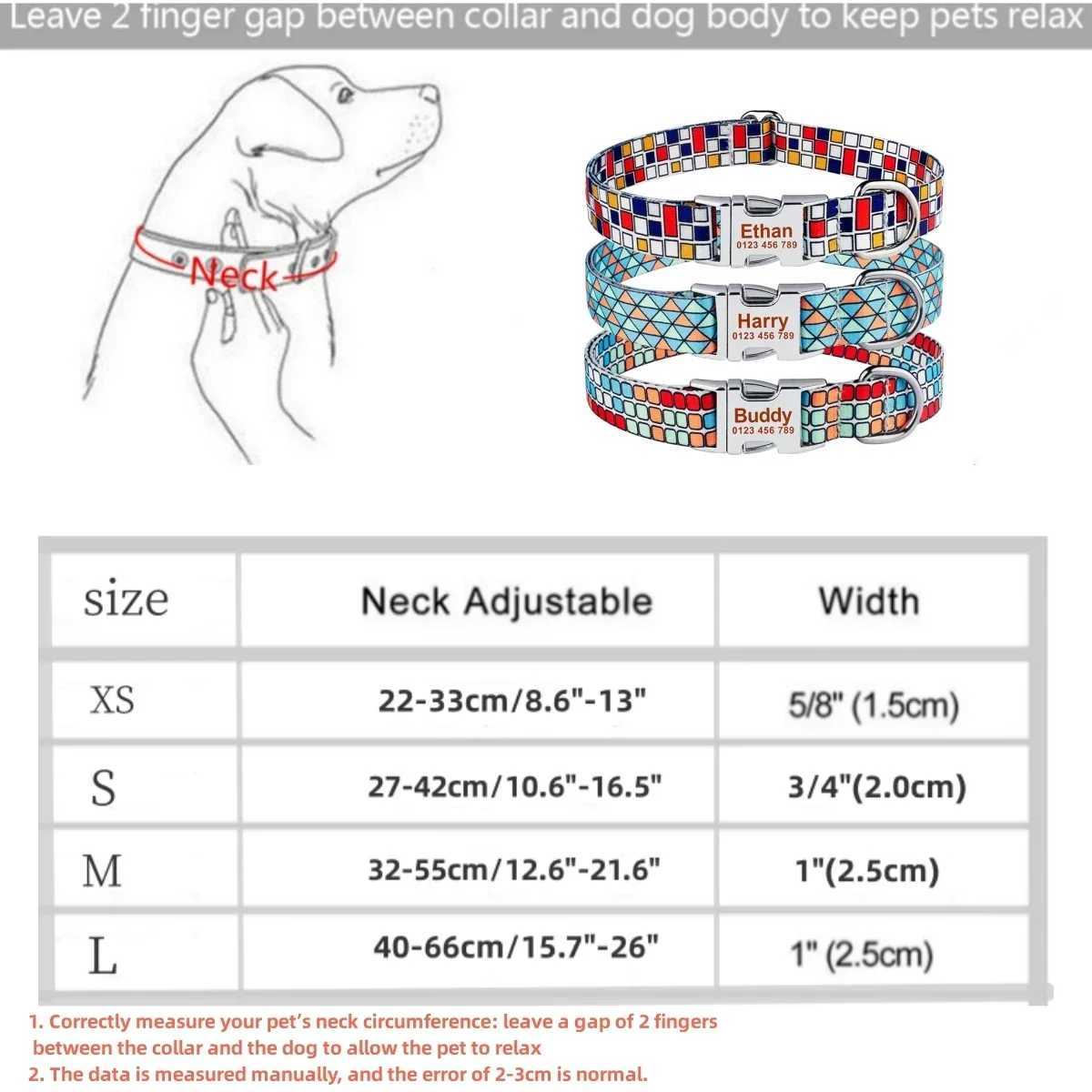 Nylon Plaid Boy Girl Unisex Dogs Collar Small Large Personized Dog Collar Product Dog Collars Custom Free One Name ID Tag W250219
