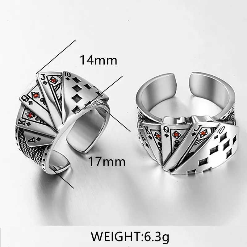 New Vintage Opening Rings For Women Men Playing Card Finger Stainless Steel Lucky Poker Ring Fashion Party Jewelry GiftsXJ250219