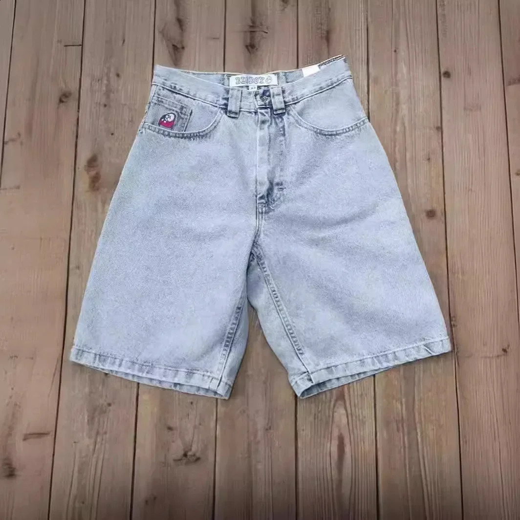 Trendy Polar Large Boys Hip Hop Wide Leg Denim Shorts Mens Casual Loose Fit Jeans From China Mainland For All Seasons 250218