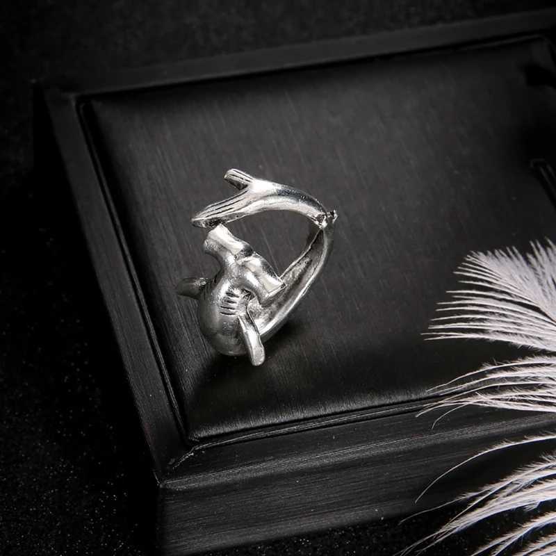 Q0KE 2x Punk Style Shark Rings White Shark Hammerhead Shark Rings Adjustable Opening Metal Ring Jewelry Decor for Women MenXJ250219