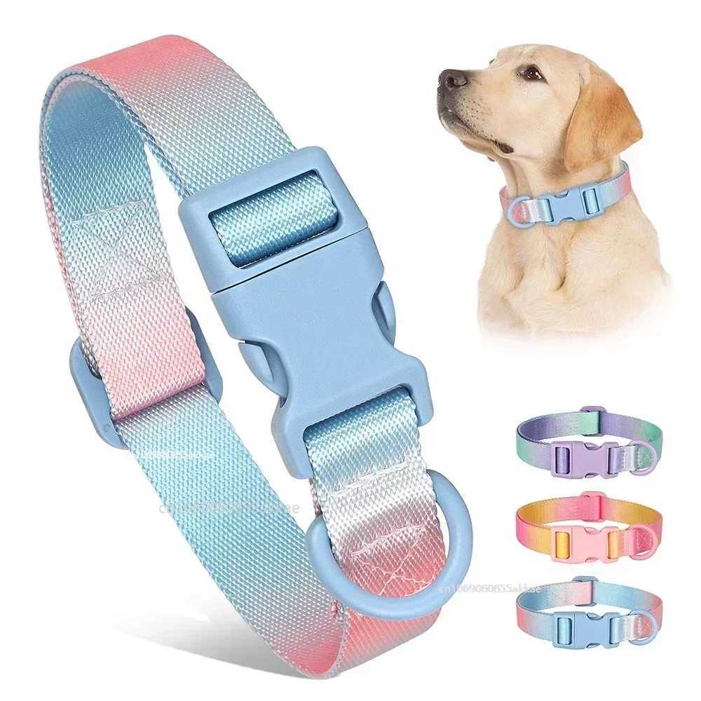Nylon Dog Collar Adjustable Cat Small Dog Collars Gradient Pet Necklace Fashion Collars Accessories for Small Medium Large DogsXJ250218