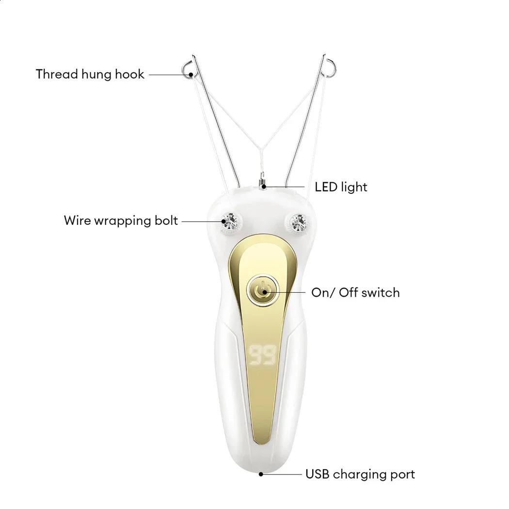 KEMOKO Cotton Thread Epilator Electric Women Hair Remover Defeather Instant Removal Threading Depilation LCD Display 250217