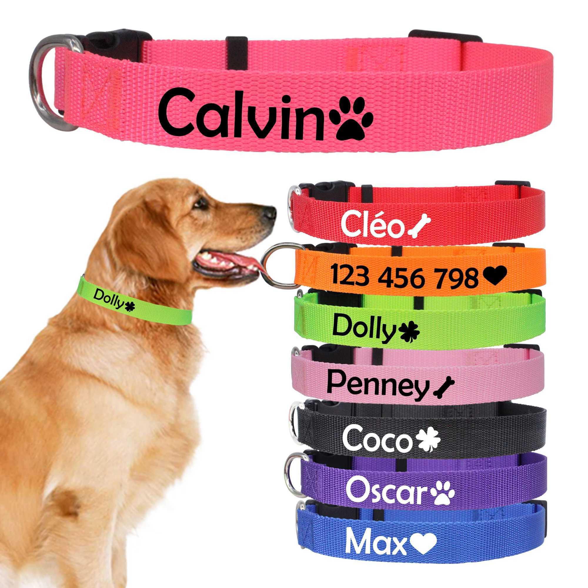 Custom Dog Collar Pet Personalized ID Collar Name and Phone Number with Cute pattern Nylon Necklace Small Medium Large Acessory 250205
