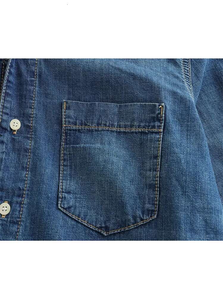 Trasymmetric Denim Blue Button Up Shirt Woman Oversized Shirts And Blouses For Women Long Sleeve Top Female