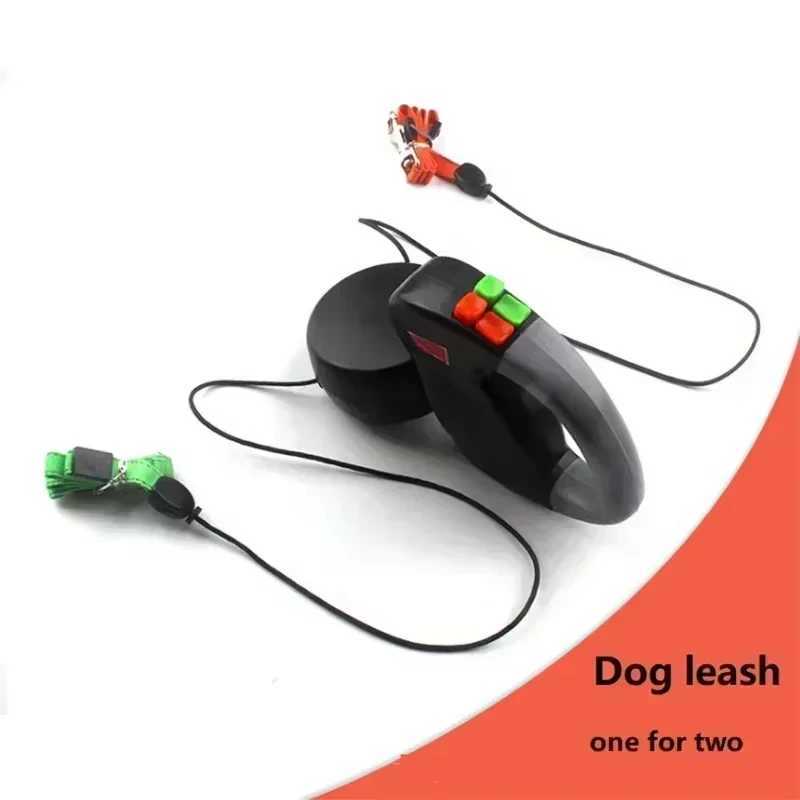 3M Double Head Dog Leash Pet Double Head Leash Automatic Retractable Leash One Tow Two Double Head Leash Dog SuppliesXJ250218