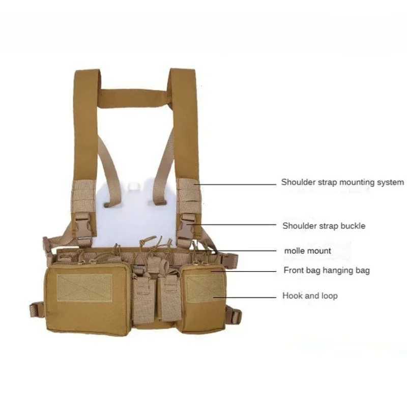 Tactical Vest CS Match Gear Pack Magazine Pouch Outdoor Camping Nylon Chest Rig Vest Fit Airsoft Hunting Apparel AccessoriesXJ250219