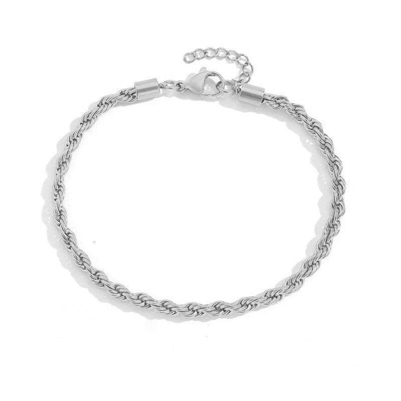 Simple stainless Fried Dough Twists anklet female 3/4MM titanium steel vacuum plated chain jewelry