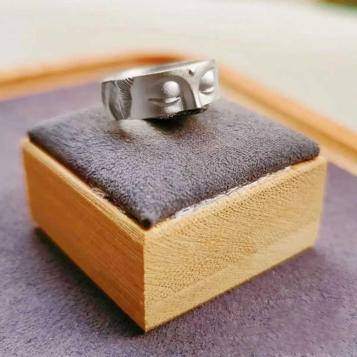 Speak No Evil Buddha Half Face Ring Buddhist Accessories Handmade Gothic Adjustable Open Ring Unisex Designer Jewelry Bless GiftXJ250219