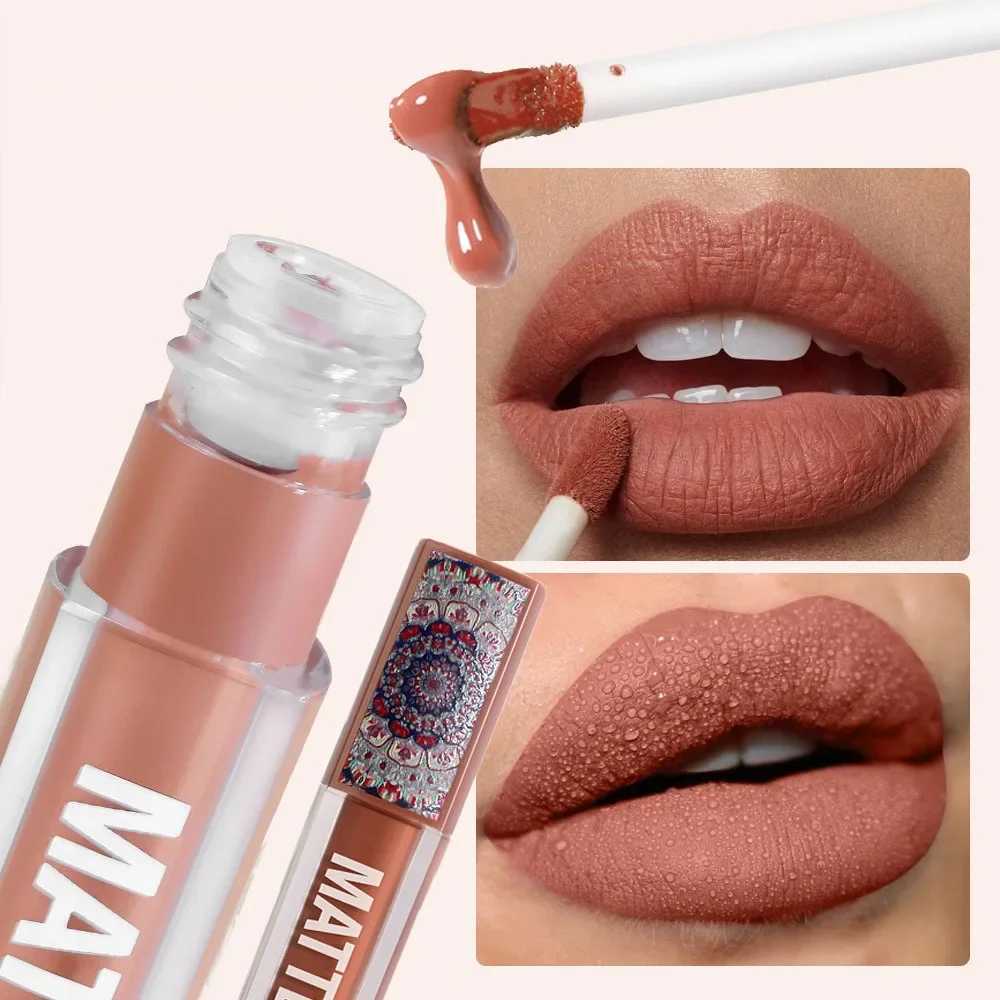 6 Colors Waterproof Liquid Lipstick Matte Velvet Clay Texture Lip Gloss Bohemian Style Earth Brown Lasting Non Stick Cup MakeupW250219