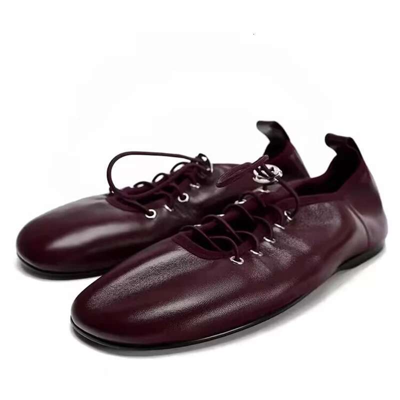 Fashion round toe lace up women ballet flats casual pumps