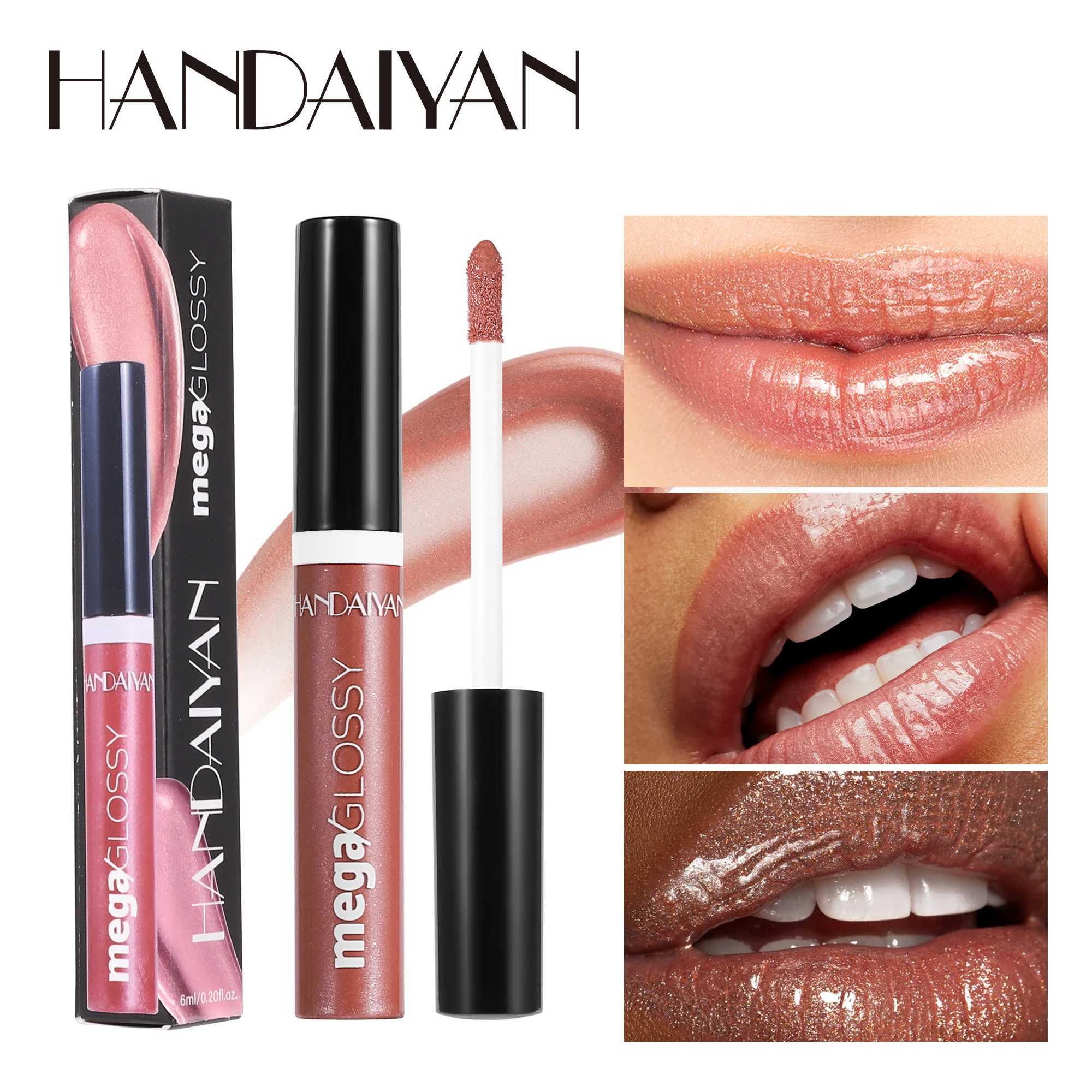 Handaiyan Lip Gloss Crystal Glitter Lip Glaze Tint Lipstick Liquid Waterproof Moisturize Shimmer Shiny Lipgloss MakeupW250219