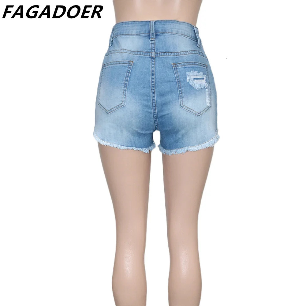 FAGADOER Fashion Colored Diamonds Tassels Denim Shorts Women High Waisted Pocket Slim Jean Casual Female Matching Bottoms 250217