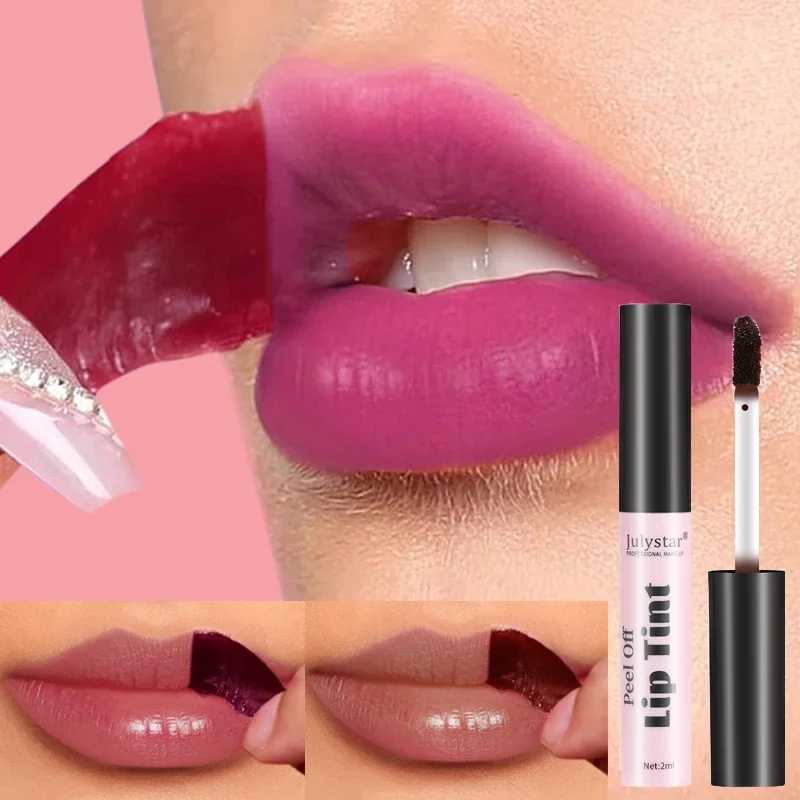 Julystar Peeling Liquid lipstick 6 Color Waterproof Lasting Matte lipstick Glossy Moisturizing lipstick Tear off Lipgloss CosmeticsW250219
