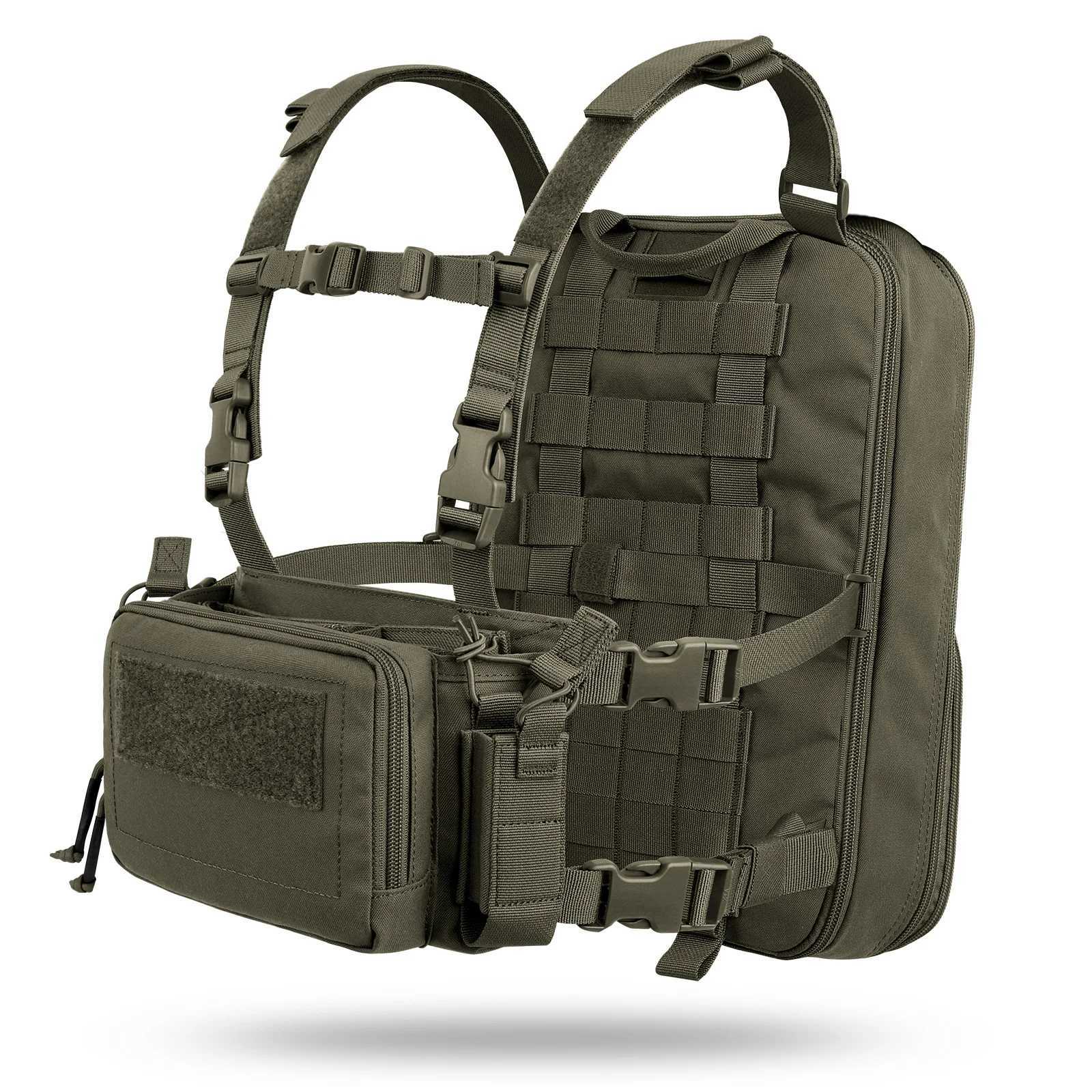KRYDEX Tactical D3CR Chest Rig Vest with D3 Flatpack Backpack Bag Rifle Pistol Mag Pouch Hunting Airsoft Accessory Ranger GreenXJ250219