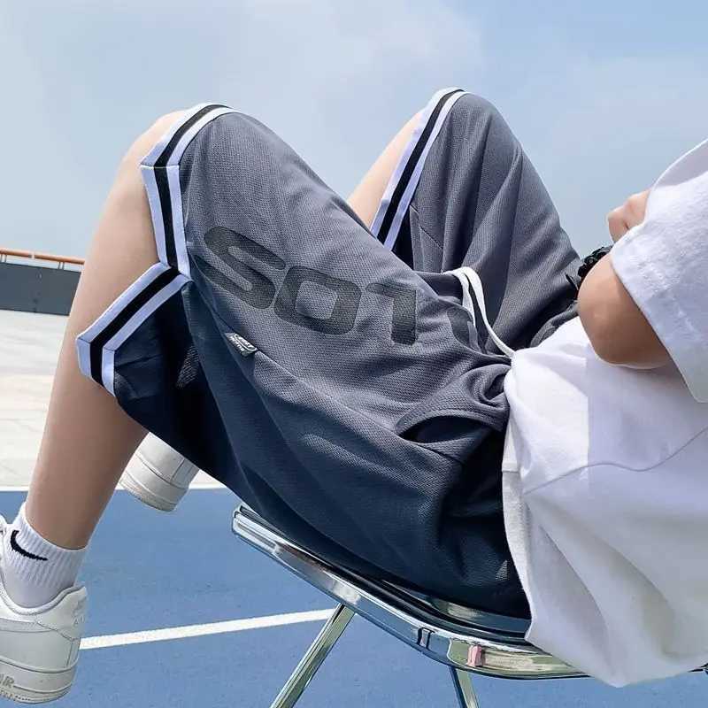 Men's Shorts American High Street Fashion Shorts for Men Trendy Brand Summer Basketball Sports Loose Fit Five-Point Mid-Length Shorts for Me z250