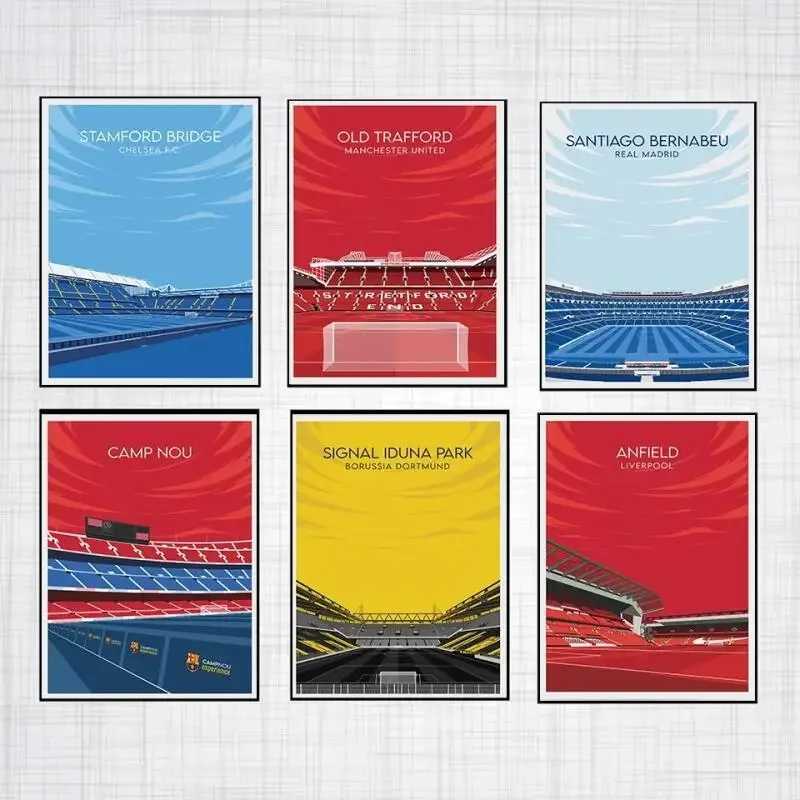Sports venue canvas football field cricket sports wall art Nordic posters and printed cartoon images Y250218