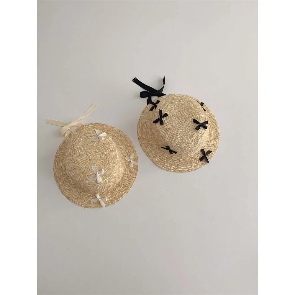 Summer Childrens Sun Hat Bag Printed Bow Girls Panama Hat Childrens Sun Protection Beach Straw Hat Bag 250219